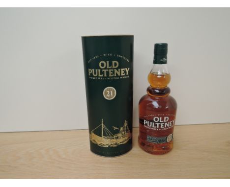 A bottle of Old Pulteney 21 Year Old Single Malt Scotch Whisky, discontinued in 2017, 46% vol, 70cl, in card tube