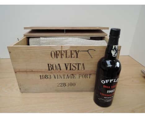 A Twelve Bottle Case of Offley Boa Vista 1983 Vintage Port bottled in 1985, 20% vol, 75cl, in wooden case