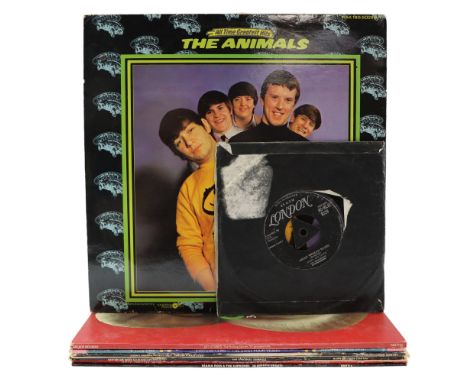 A group of vintage LP vinyl records including The Rolling Stones "Get Stoned", John Lennon &amp; Yoko Ono "Double Fantasy", T