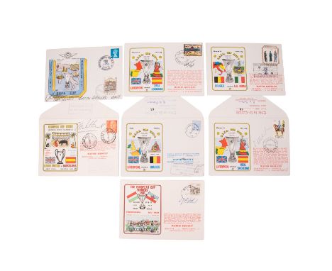 [ Autograph ] A group of signed UEFA Cup 1975-76 first day stamp covers including Leeds United and Liverpool together with a 