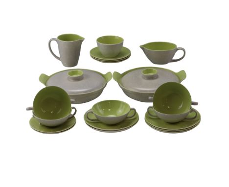 A Poole pottery green and seagull dinner service, circa 1970s