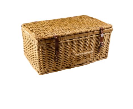 A vintage wicker picnic hamper, 58 x 38 x 26 cm 