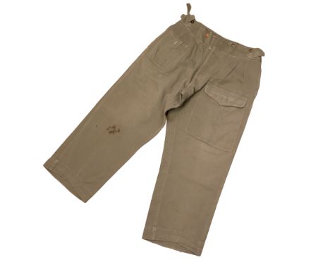A pair of Second World War British Army officer's tropical jungle green battledress trousers