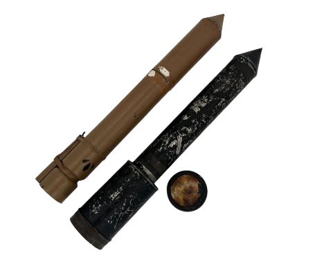 An inert Great War British Army Rocket, Signal, Service, 1 lb,  Mark III, in tinplate transit case