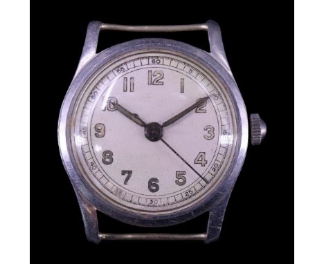 A Second World War British Army ATP wristwatch, having a Lemania calibre 27 centre-sweep seconds hand movement, 32 mm excludi