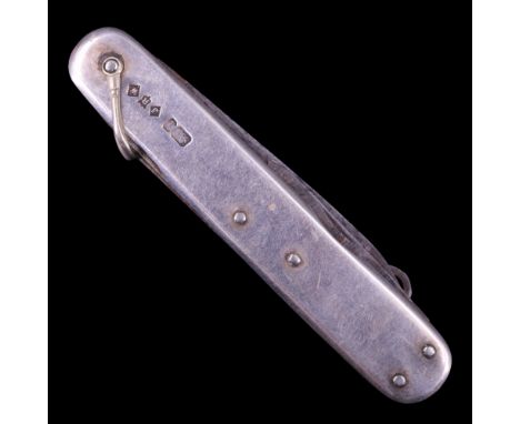 An Edwardian silver pocket folding knife / smokers tools, John R Watts, Sheffield, 1903