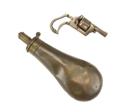 An early 20th Century starting pistol, (a/f), together with a Victorian copper powder flask by Dixon