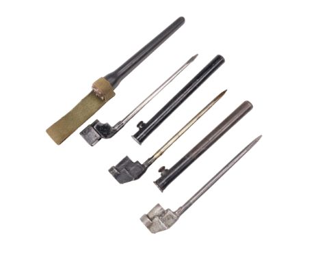 Three No 4 bayonets including an example in a Victory plastic scabbard