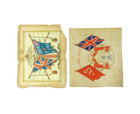 A Victorian King's Own Yorkshire Light Infantry standards lithograph together with an early 20th Century "Souvenir of Egypt" 