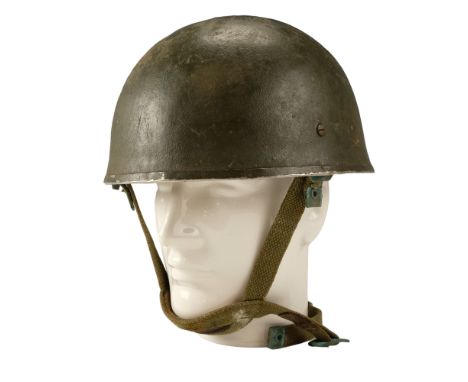 A post-War paratroop helmet, being a Belgian copy of a British Army Mk 2 airborne troops steel helmet