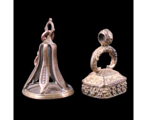 Two late Georgian / Victorian fob seals one bearing an intaglio portrait and inscription "La Fayette", the other bearing a po