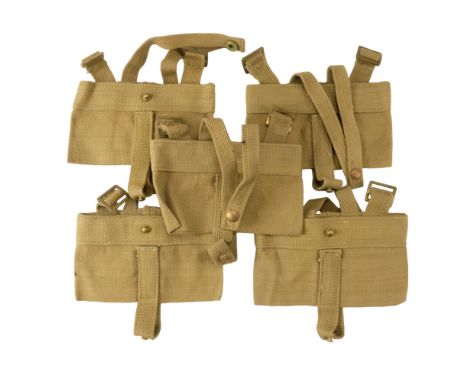 Five Second World War British Army 1940 Pattern cavalry webbing water bottle carriers