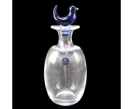 A Royal Copenhagen decanter with blue bird-form stopper, 23 cm