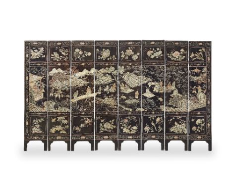 AN EIGHT-PANEL COROMANDEL LACQUER SCREENLate 19th/early 20th centuryFinely decorated to each side with a lush garden scene fe