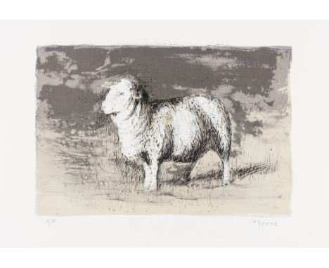 δ Henry Moore (1896-1986) Sheep in Stormy Landscape (Cramer 393) Lithograph printed in colours, 1974, signed and inscribed 'S