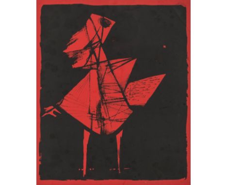 δ Bernard Meadows (1915-2005) Frightened Bird Lithograph, 1955, an unsigned proof on red wove paper, with full margins, 315 x