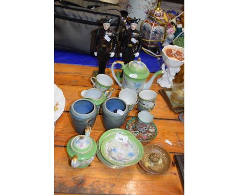 Mixed Lot: Two porcelain military figures, Japanese tea set and other items