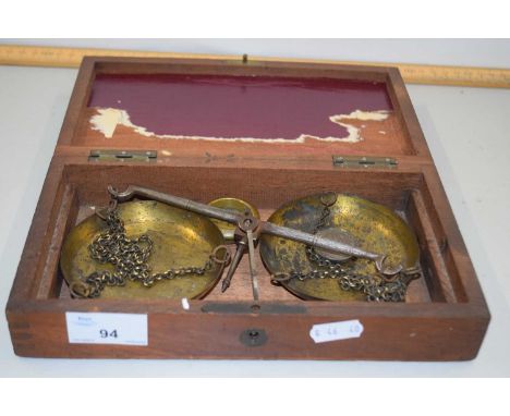 Cased pair of vintage beam scales