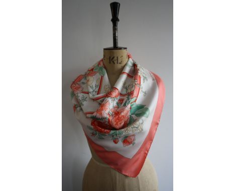 VIntage Hermès scarf 'ROMANTIQUE' with original box 35 inch x 35 inch.