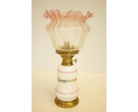 Early 20th century ceramic oil lamp with chimney 