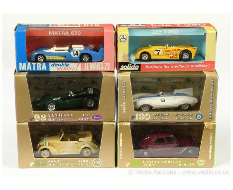 Solido 14 Matra 670 - blue, off-white, racing number 14; 15 Lola T280 - yellow, racing number 7 - conditions appear to be gen