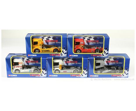 Corgi "Truck Racing Series" a group of five to include TY97034 Style C; TY97034 Style F, plus others - all are (1/43rd scale)