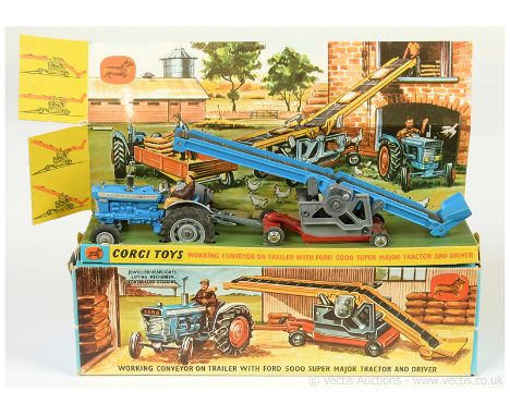 Corgi GS47 Gift Set to include Ford 5000 Super Major Tractor - blue, grey plastic hubs, chrome trim, with figure driver - com