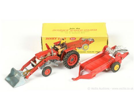 Corgi unboxed Massey Ferguson 165 Tractor with Shovel - red including hubs, white, grey, bare metal shovel, figure driver - E