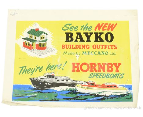 Meccano Original early 1960's period printers sheet for retailers shop display poster "See the New Bayko Building Outfits/The