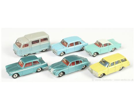 Dinky an unboxed group to include 141 Vauxhall Victor Estate Car - yellow, blue interior, spun hubs; 134 Triumph Vitesse - me