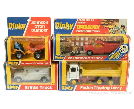Dinky 267 "Emergency" Paramedic Truck - finished in red, yellow interior, cast hubs, with 2 x plastic Fireman figures; 275 "B