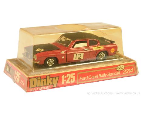 Dinky (1/25th scale) 2214 Ford Capri Rally Special - finished in red, black roof, bonnet and interior, racing number 12 on do