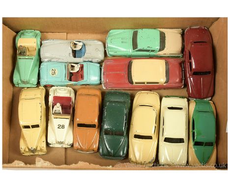 Dinky unboxed group to include 162 Ford Zephyr Saloon - two-tone green, cream, light beige ridged hubs; 159 (40g) Morris Oxfo