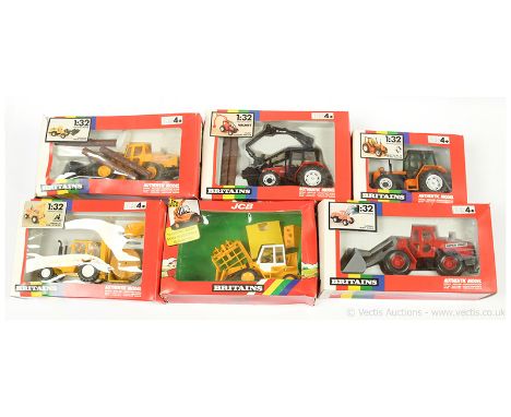 Britains group to include 9516 Valmet Tractor with Logger; 9518 Renault Tractor; 9510 Superdig Heavy Digger, plus others - co