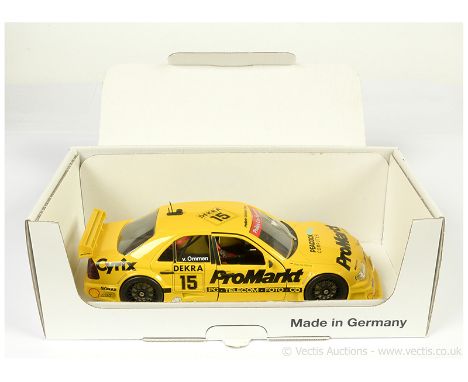 UT Models (Minichamps) - 1/18th scale Mercedes DTM Racing Car - finished in yellow, black "Promarkt", racing number 15, drive