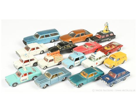 Dinky unboxed group to include 139 Ford Cortina - steel blue, beige interior, silver trim, spun hubs; 159 Ford Cortina - off-