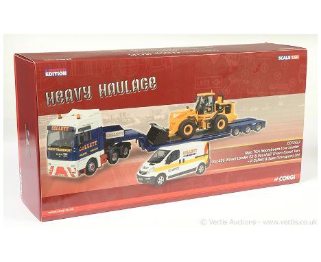 Corgi (1/50th scale) - "Heavy Haulage" CC13427 MAN Low Loader with JCB Wheel Loader and Vauxhall Vivaro Support Van - conditi