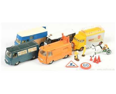 French Dinky unboxed group to include Citroen type H "Police" battery operated van - two-tone white, navy blue including conc