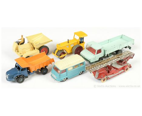 French Dinky unboxed group to include Berliet Openback Wagon; Delahaye Fire Engine - red including convex hubs with white tyr