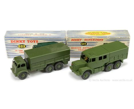 Dinky Military 622 Foden Covered Truck - green including metal tilt and ridged hubs with treaded tyres, metal tow hook and fi