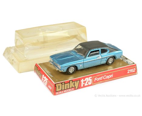 Dinky (1/25th scale) 2162 Ford Capri - blue, black roof and interior, chrome trim - Near Mint (couple of very minor marks to 