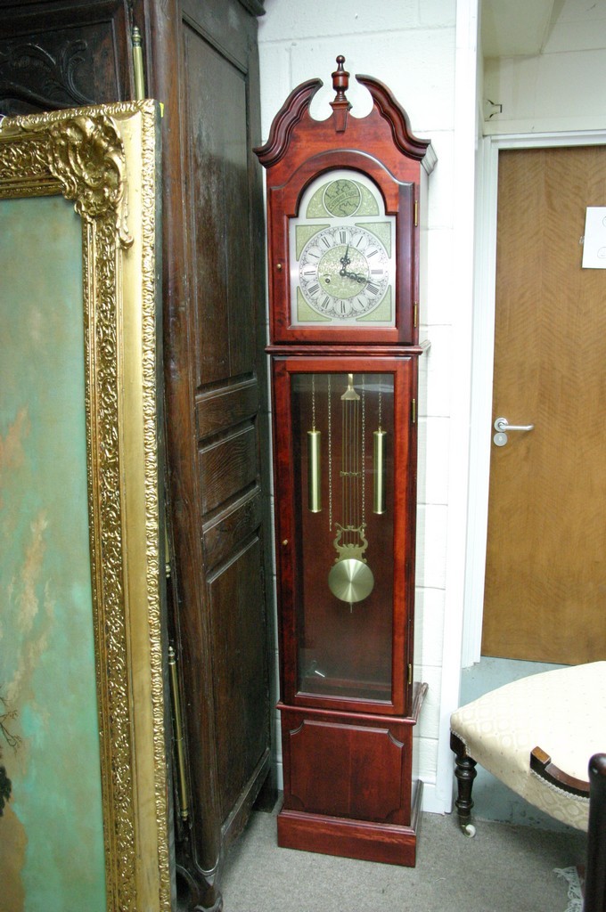 A reproduction Grandfather clock inscribed Tempus Fugit ...