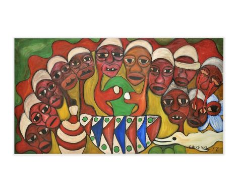 Ernesto  Shikhani  (Mozambique, 1934-2010)The Last Supper1977 signé et daté 'Shikhani, 1977' en bas à droitehuile sur toilesi