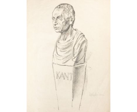 Liebermann, Max  (Berlin 1847-1935) Kant  1915 Lithografie auf Japan. Sign. u. num. 3/30. 42,5×16,5 auf 46×35 cm. (Knick- u. 