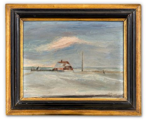 Westphal, Hermann  (Berlin, 1885-1954) Winterstimmung an der Ostsee  Monogr. HW. Öl auf Holz. 25,3×32 cm. Direkt vom Künstler