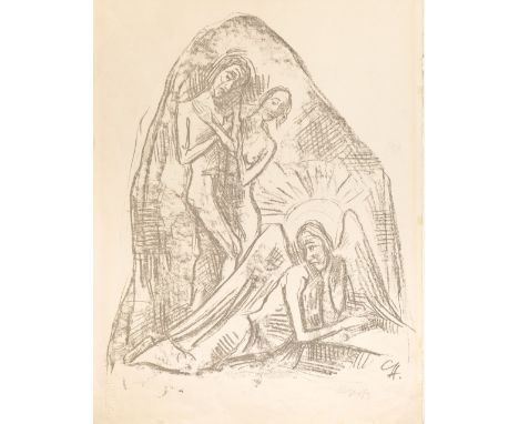 Hofer, Karl  (Karlsruhe, Berlin 1878-1955)  "Auferstehung" (I) zum "Raskolnikow"  1919 Lithografie auf Papier. Sign. u. im St