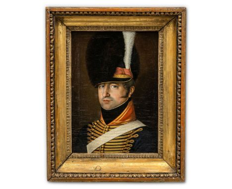 Bildnismaler (um 1820) Grenadier der französischen Garde mit Bärenfellmütze  Öl auf Lwd. 42×30 cm. (Krakelee). R.  (60031)