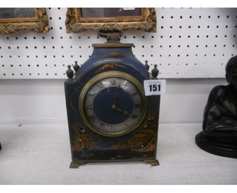 An early 20th century Japanned cased mantle clock John Walker South Moulton Street with French movement