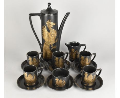 A Portmeirion Phoenix by John Cuffley Coffee Set to Comprise Coffee Pot, Milk Jug, Sugar Bowl, Five Cups and Six Saucers
