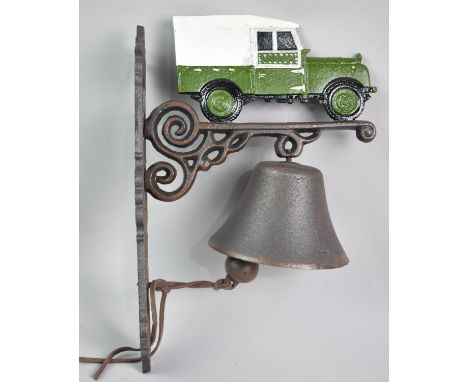 A Cold Painted Cast Metal Wall Mounting Doorbell with Land Rover Motif, 34cms High, Plus VAT